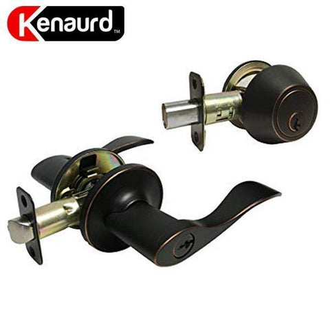 Premium Combo Lockset with Lever - Single Sided Deadbolt - Oil Rubbed Bronze- SC1, KW1 - ZIPPY LOCKS