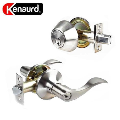 Premium Combo Lockset with Lever - Single Sided Deadbolt - Satin Nickel- SC1, KW1 - ZIPPY LOCKS